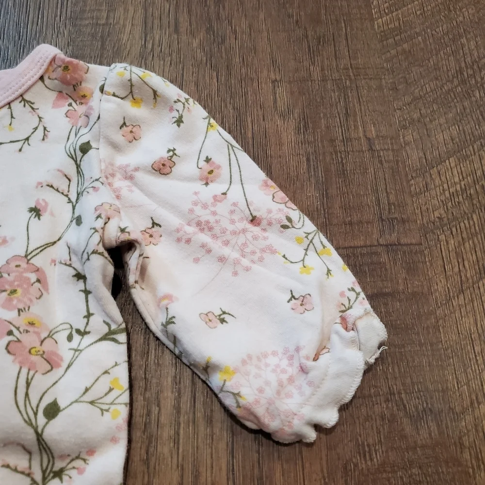 Laura Ashley Baby Girl Cotton Floral Footed Pajamas Hat Ruffle Butt Pastel 0-3M